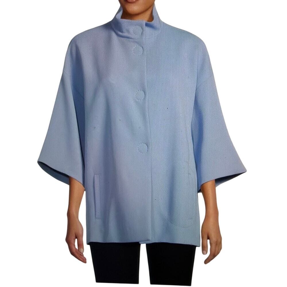 Akris Punto 100% Virgin Wool Car Coat Sky Blue Size 8 New with tags
